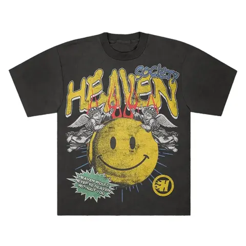 Smiley Print Crewneck Graphic Unisex T-Shirt Casual Breathable Menswear Soft Top Day Man Tshirt Streetwear Oversize
