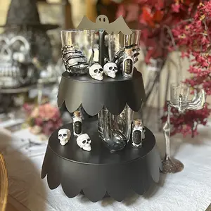 Two Tier Bat Black Metal Display Stand