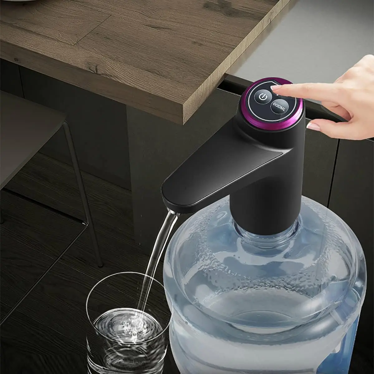 Cordless Electric Drink Dispenser Pump for 2-5 gal Jugs, 600ml Precise Pour Quantitative Dispensing, USB-Charging, 30-40 Days Long Lasting Rechargeable Battery, Multipurpose for Home & Camping, Office