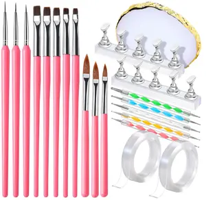 FANDAMEI Nail Art Brushes, Nail Brush Set With Nail Stand, Nail Holder For Painting Nails, Nail Art Tools, Nail Design Tools, 11PCS Nail Brushes For Nail Art, Nail Dotting Tool, Nail Art Palette