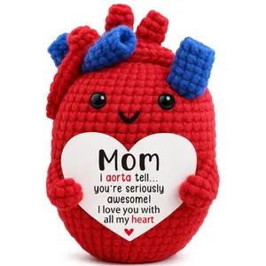 Mother's Day Gift  for Mothers from Daughter Son Husband Handmade Crochet Heart Gift Funny Appreciation Gifts for Mom Wife Stepmom Bonus Mom Mother Mother-in-Law Mommy Best Moms Ever Gift