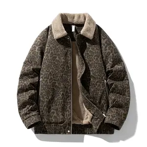 Men's Vintage Leopard Print Lapel Fleece Lined Warm Jacket Autumn Winter Trendy Casual New Coat quilted jacket winter outfits Stylish Menswear Functionality