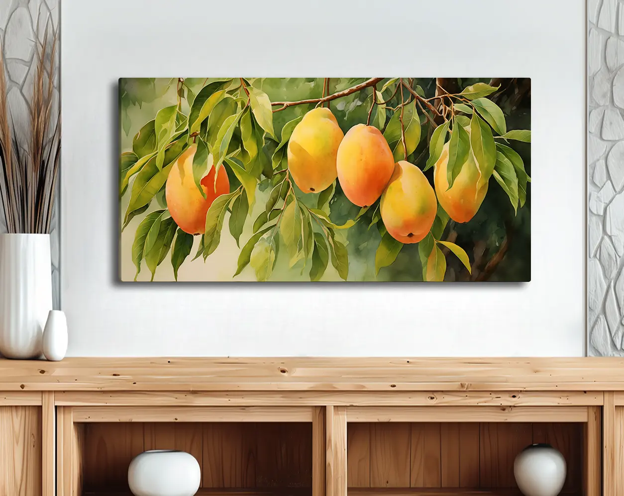 Stretched Canvas Print - Mango Draped In a Mango Tree - Home Wall Decor