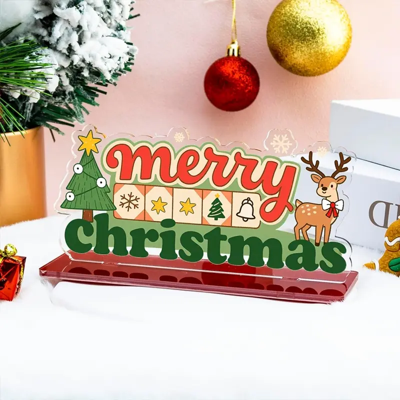 Christmas Acrylic Sign Decoration, Indoor Christmas Decor, Desktop Ornament, Home Kitchen Holiday Decor, Christmas Gift for Friends