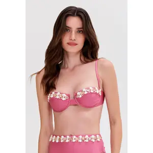 SEASHELL LYCRA EMBROIDERED BIKINI TOP