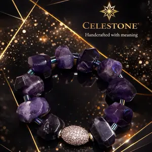 Celestone Amethyst Nuggets Bracelet Handcrafted with Meaning Natural Stone Jewelry for Women
