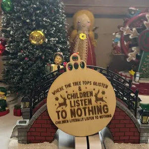 Christmas ornaments laser engraved on wood