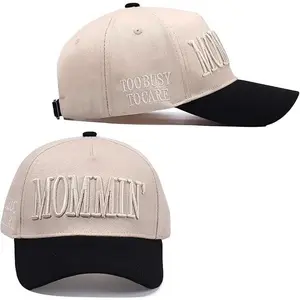 Vintage Mommin Trucker Hat Ponytail Baseball Cap for Women, Adjustable Two-Tone Mom Hat