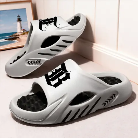 Men's Casual Thick-Sole Platform Slip-On Slippers - Soft Cushioned, Air Cushion Support, Ergonomic Ankle Design, Anti-Skid Fashion, From Beach to Bath, All-Day Comfort, Back-to-Campus Bathroom Footwear (1 Pair Works), Thick Sole Slippers