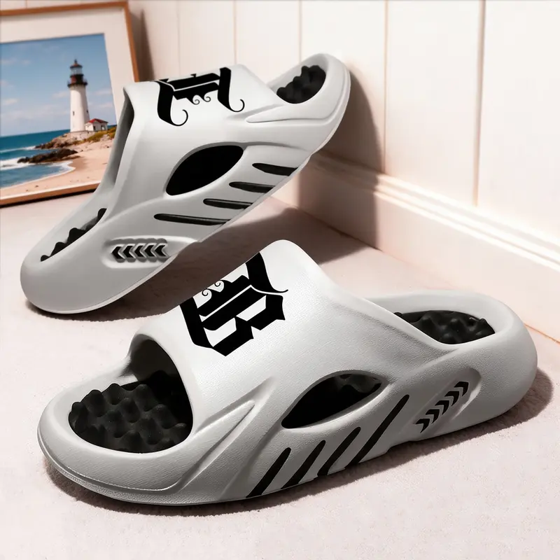 Men's Casual Thick-Sole Platform Slip-On Slippers - Soft Cushioned, Air Cushion Support, Ergonomic Ankle Design, Anti-Skid Fashion, From Beach to Bath, All-Day Comfort, Back-to-Campus Bathroom Footwear (1 Pair Works), Thick Sole Slippers