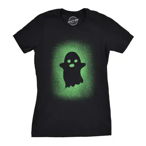 Womens Glowing Ghost T Shirt Glow In The Dark Cool Halloween Party Tee Funny Womens T Shirts Cute Vintage Fashion Casual Ladies T-Shirt Gift Halloween Tops for Women Women's Novelty Tees Black