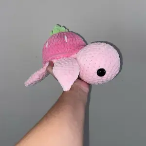 Crocheted Strawberry Turtle Plushy