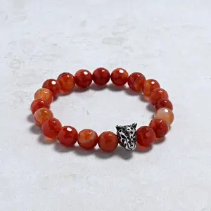 Carnelian 10mm Natural Gemstone Stretch Bracelet