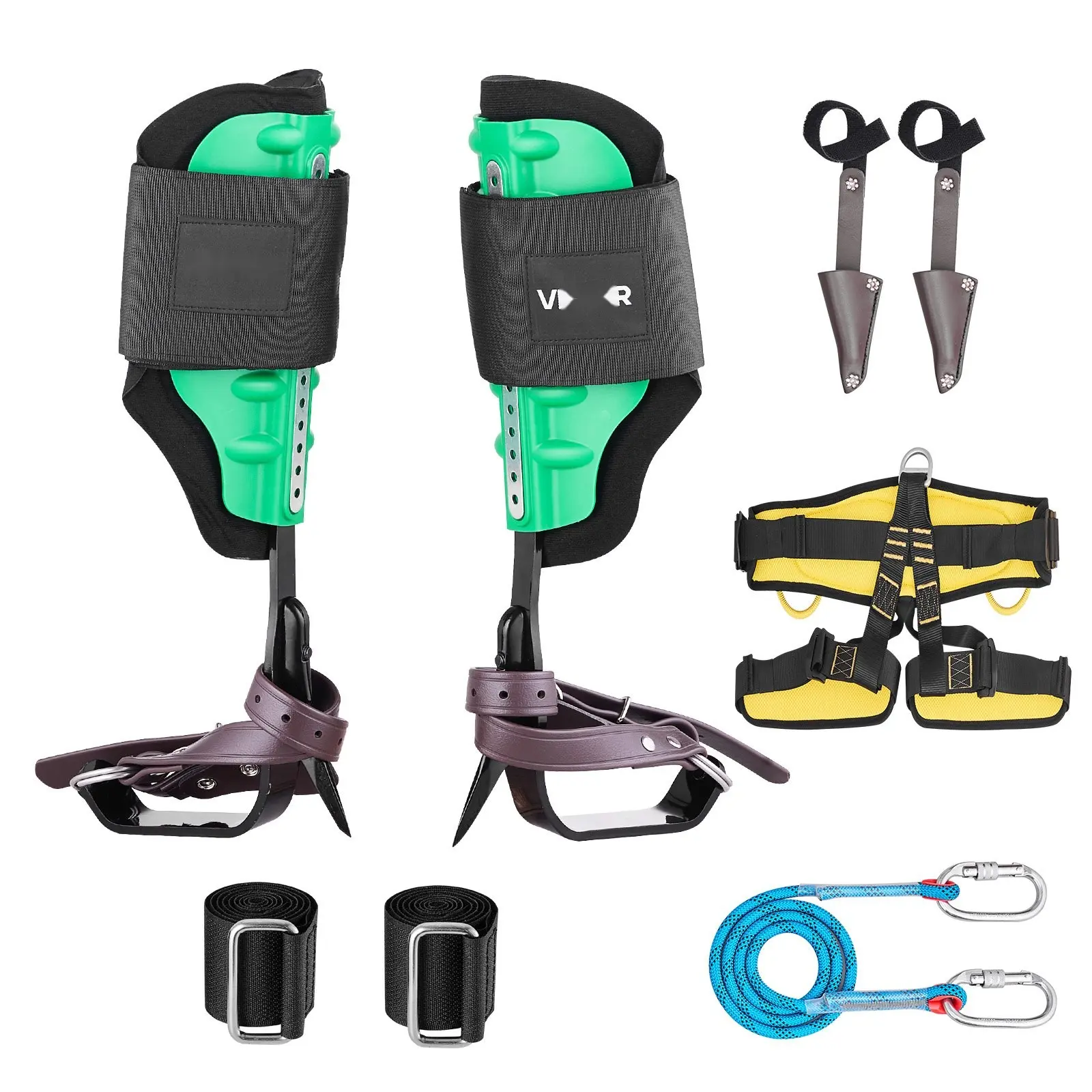 Tree Climbing Spikes Set, Height-Adjustable Tree Climbing Gear With Straps & Spike Protectors, 350 Lbs Load Capacity, Heavy Duty Steel Climb Spurs Arborist Equipment For Fruit Picking Hunting