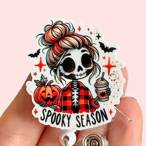 Glitter My Badge Halloween badge reel for nurse and hospital workers. Badge clip Badge pull - Retractable swivel clip with a 360 rotation. Great gift for coworker.