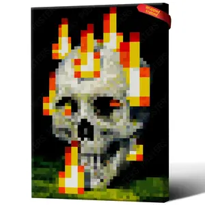 Minecraft Posters Burning Artistic High-Quality Print,Game posters,Anime posters,Vibrant Colors Rustic Charm Stunning Visuals Trendy Funny Wall Art Dorm Room Decor Pixel Art for MC Fans - Decoration Items living artwork home cuadro canvas modern abstract