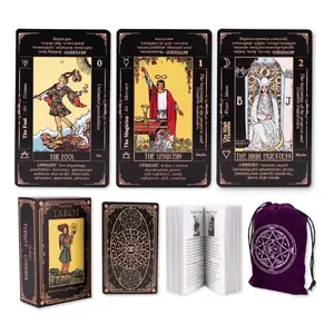 Tarot Cards for Beginners, Classic Tarot Deck with Meanings, Durable Cards with Guide Book, Black