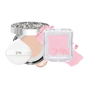 2aN Glass Skin Duo Set – Cushion Foundation & Glass-Like Highlighter for Natural, Radiant Makeup (#21 Light Beige)