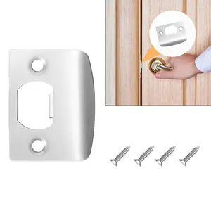 Stainless Steel Door Strike Plate, 1 Plate + 4 Screws, Reinforcement Security Lock Plate, Easy Install, Durable