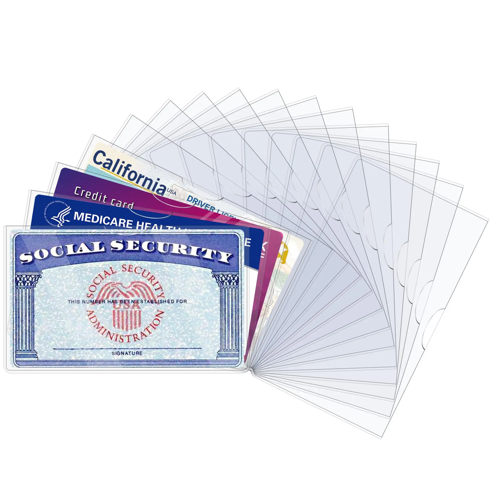 16 Pack Social Security Card Protector Sleeves, Ultra Clear & Durable 31Mil Waterproof SSN/New Medicare/Credit Card Holder, Soft ID/Debit/Credit/Business Card Holder
