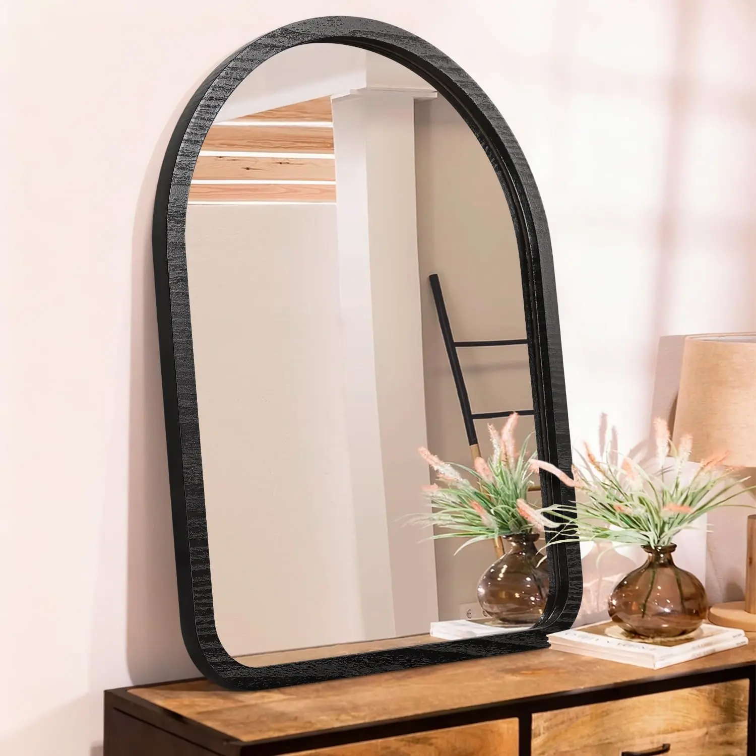 Arch Wall Mirrors, Large 20"×16" Wooden Framed Vintage Rustic Farmhouse Vanity Mirror Decor Bathroom Bedroom Entryway Hallway Living Room