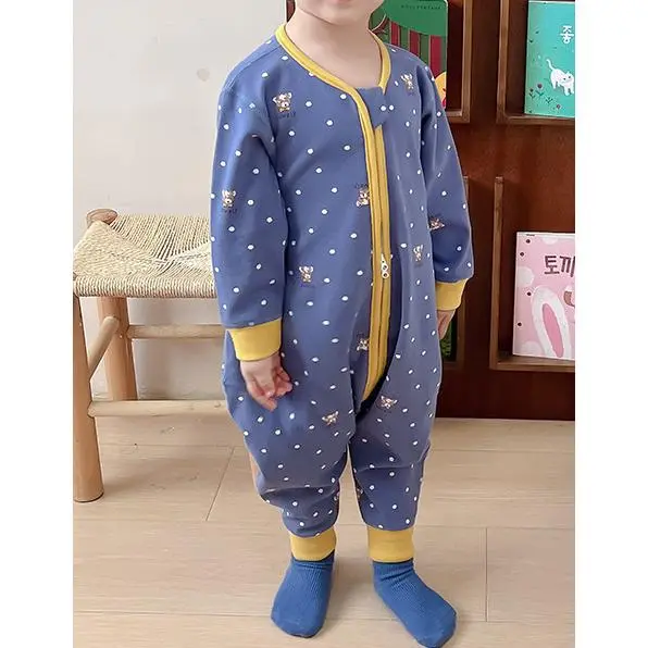 Blue Dotted Bear--Brushed Sleeping Bag