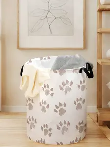 Dog Paw Print Laundry Basket with Handle, Durable Large Capacity Collapsible Laundry Hamper for All Seasons, Multi-Use Toy Organizer