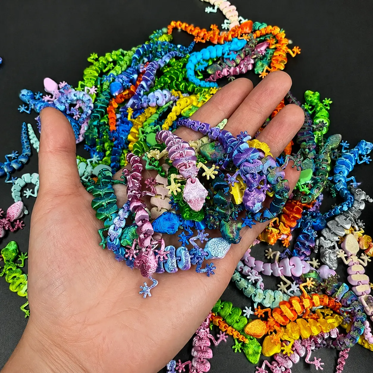 30/60/100pcs 3D Printed Movable Gecko Figurines - Party Gift  & Classroom Rewards, Home Decor Ornaments, Cute Figures, Easter Egg Filler