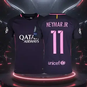 16 17 Away 11# Neymar Short Sleeve Soccer Jersey Fans Version Purple
