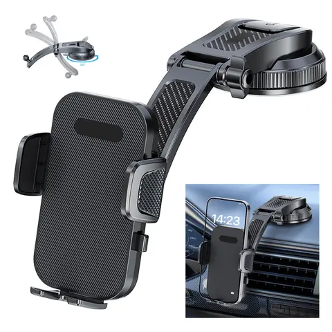 Retractable Car Windshield Phone Holder, Multifunctional Foldable Car Phone Navigation Bracket, 360° Rotation Suction Cup Multi-view Angle Car Mobile Phone Stand with Press Button,#fathersdaygift