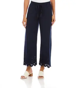 Embroidered Scallop Edge Cropped Pants S26