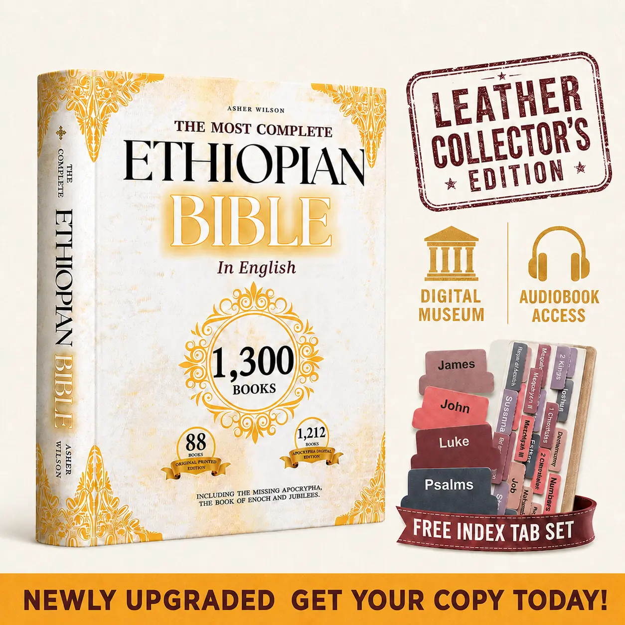 Newly Upgraded Hardcover Religious Bible Collector’s Edition - Complete Series Ethiopian Bible in English (88 Books, Enoch, Jubilees, Missing Apocrypha) with Free Index Tabs, Digital Copy, Audiobook