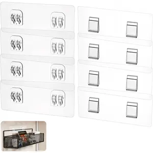 8 count Shower  Adhesive Hooks, Clear  Shower Adhesive Strips, No Drilling  Wall Hooks for Corner Showers , Bathroom Storage Shelves and Kitchen Racks 6x14 CM