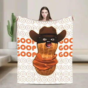 Burnt Peanut GOOP Meme Flannel Blanket 200x150cm Soft Cozy Throw Blanket Arc Raiders Inspired Funny Meme Plush Blanket for Couch Bed Home Decor Gift