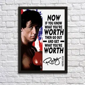 Rocky Balboa Quotes Art Print, Inspirational Boxing Movie Poster, Motivational Gym Wall Decor, Home Office Fitness Artwork, Sports Motivation Gift