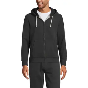 Lands' End Men's Tall Long Sleeve Serious Sweats Full Zip Hoodie - X Large Tall - Dark Charcoal Heather