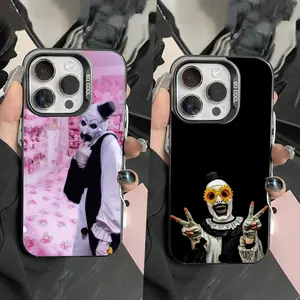 Horror Art the Clown Cute Funny Phone Case For iPhone 17 Pro Max Air,16,15,14,13,12,11,Pro,Max,Plus,Mini,XS & Samsung Galaxy S25 Ultra S24 S23 S22 S21 Plus Anti Fall Black Matte Hard Bumper