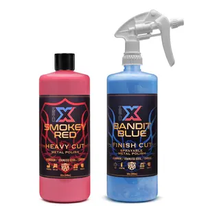 Smokey Red and Bandit Blue: Heavy Cut and Finish Cut Sprayable Metal Polish With 1.1cc Trigger Sprayer