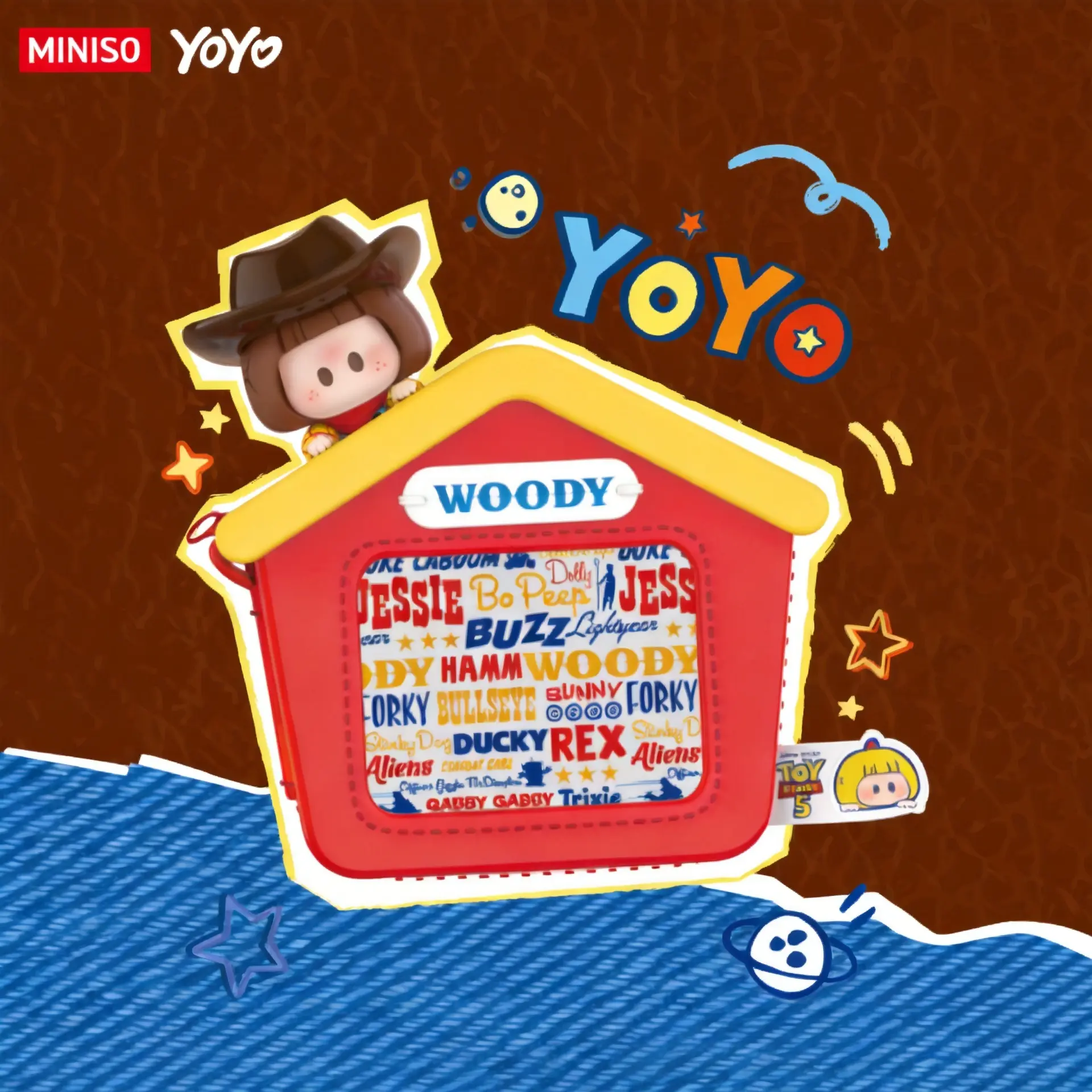 MINISO YOYO-Toy Story 5 House-Shaped Mini Blind Box Keychain Accessory, Cute Collectibles, Blind Bag Collecting Item, Display Charm, Plush Bag Pendant, Surprise Gift for Disney Fans