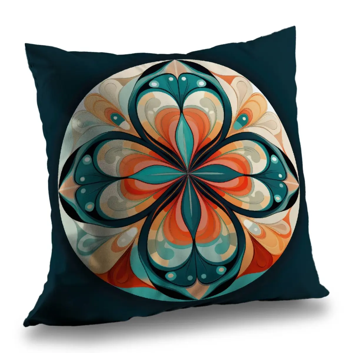 MWW C1PT1414TIP81J 14x14 in. Peaceful Mandala Turquoise Throw Pillow - Boho-Chic, Decorated Standard Pillows, Home Decor Insert, Boho-Chic Standard Pillows