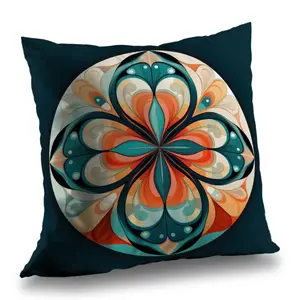 MWW C1PT1414TIP81J 14x14 in. Peaceful Mandala Turquoise Throw Pillow - Boho-Chic, Decorated Standard Pillows, Home Decor Insert, Boho-Chic Standard Pillows