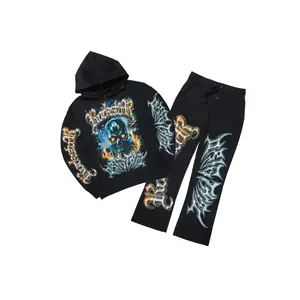 Mesin Black Hoodie/Baggy Pant Track Set