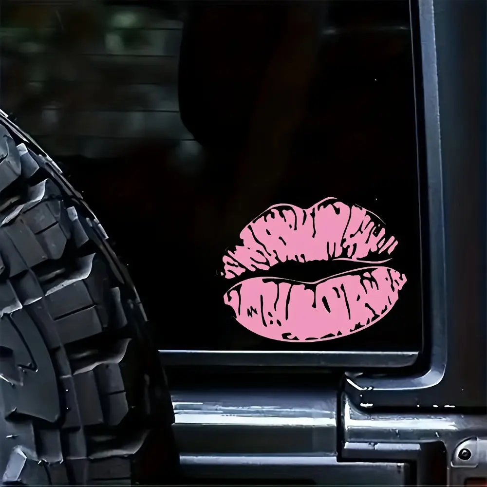 1PC "Pink Lips Minimalist Sweet-Cool Sticker (Hand-drawn pink lips + car door/laptop fit) Minimalist sticker Adds sleek sweet-cool feel For minimal style fans Sticker for cars Decal for cars