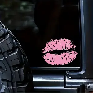 1PC "Pink Lips Minimalist Sweet-Cool Sticker (Hand-drawn pink lips + car door/laptop fit) Minimalist sticker Adds sleek sweet-cool feel For minimal style fans"
