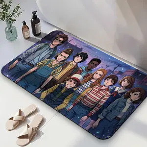 1PC,2D Stranger Things Themed Non-Slip Diatomaceous Earth Doormat Super Absorbent Quick-Drying Bathroom Kitchen Living Room Bedroom Door Mat Eco-Friendly Anti-Slip Floor Mat Home Decorative Rug