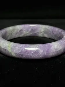 Natural Lavender Jade Bangle – Soft Pastel Burmese Jadeite | Untreated | Classic Round Profile | 59mm