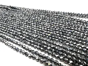 Natural Terahertz micro faceted Gemstone Beads 2, 3mm, super sparkly fine cut jewelry making beads 15” Strand, Single or Bulk, energy gem