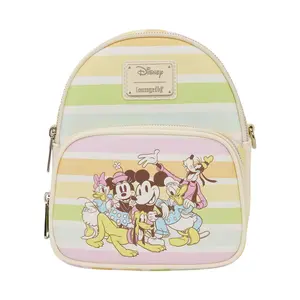 Loungefly Disney Mickey & Friends Rainbow Stripes Convertible Mini Backpack & Crossbody Bag