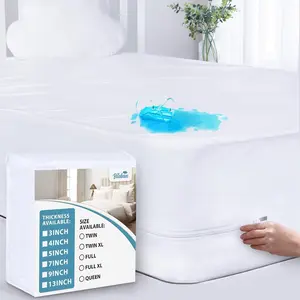 Queen Mattress Protector (3/4/5/7/9/13Inches) Waterproof Mattress Cover with Extra Deep Pocket, Zippered Mattress Encasement, Premium 6-Sided Breathable Absorbent Bed Cover