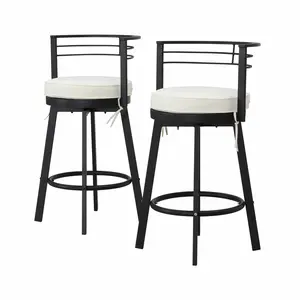 Patio Festival Metal Outdoor Bar Stools with Beige Cushions (2-Pack) weather resistant patio chair